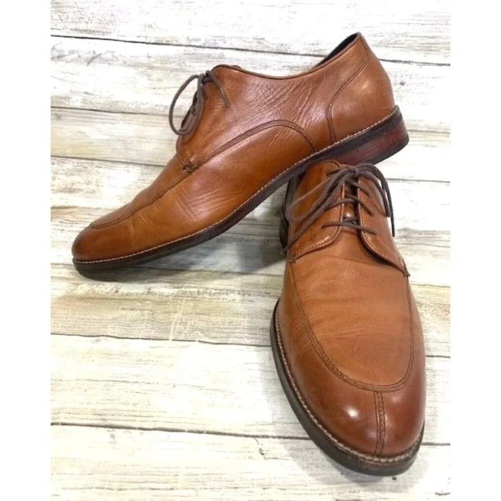 Men's Cole Haan Grand.OS Leather Lace-Up Oxford Shoes Size 9M Cognac Brown‎